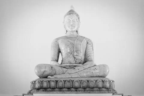 Marble buddha image on white background. Stock Photos
