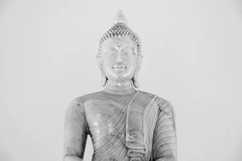 Marble buddha image on white background. Stock Photos