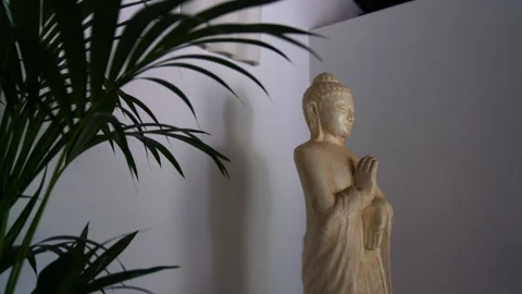 Marble Buddha statue in the interior of the house Stock Footage 272748148