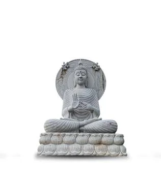 Marble buddha statue isolated on white Stock Photos