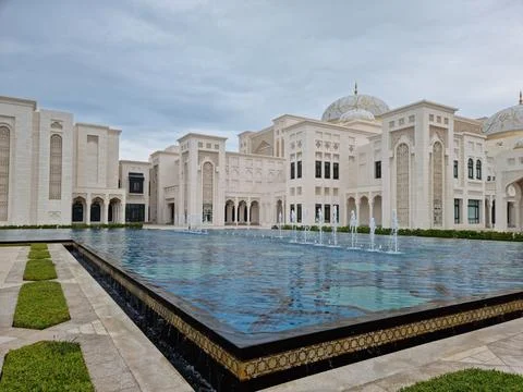 Marble building with pool Stock Photos