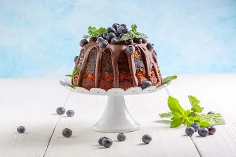 Marble bundt cake. Stock Photos
