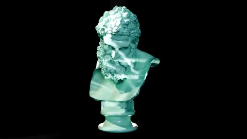 Marble Bust of Bust of the Farnese Hercules Museum Style Render Stock Footage 339411563