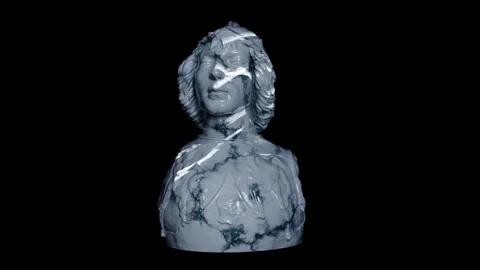 Marble Bust of Helmet clad man Museum Style Render Stock Footage 335877399
