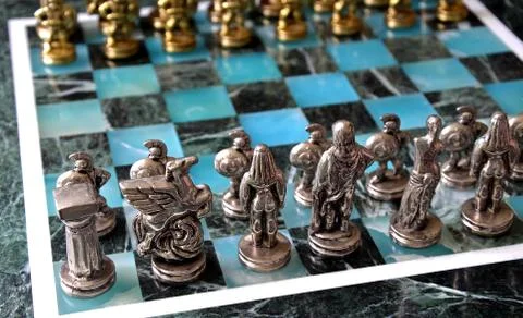 Marble chess set Stock Photos