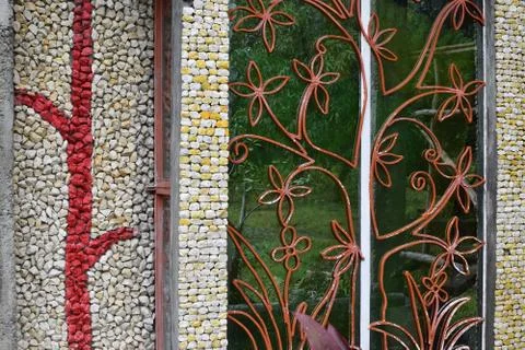 Marble Chips decorate the facade of custom built house. Texture, Pattern, Bac 스톡 사진