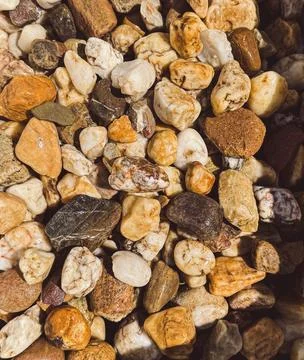 Marble chips, stone for landscape design, top view background Foto stock