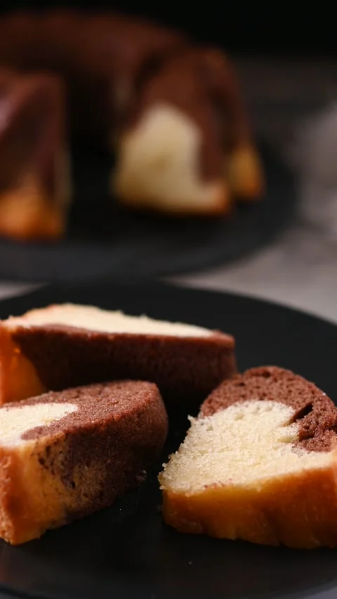 Marble chocolate cake rotating Stock Footage 343382604
