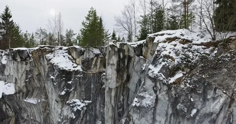 Marble cliff. Marble mining. Marble mountains - aerial shot Stock Footage 170558273