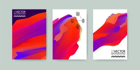 Marble cloud hologram backgrounds set, placards with abstract liquid bubbles  イラスト素材