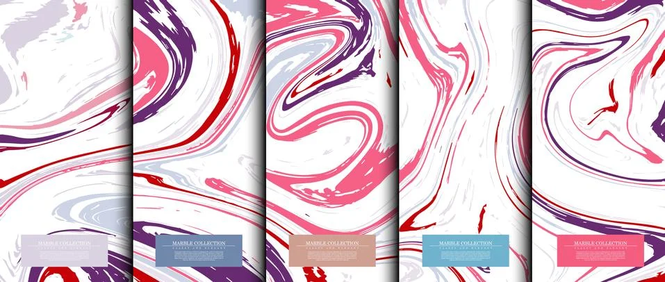 Marble collection abstract liquid pattern texture pastel background card temp Stock Illustration