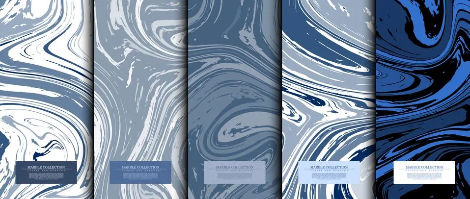 Marble collection abstract liquid pattern texture navy blue background card t Stock Illustration