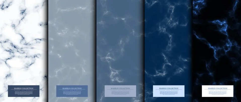 Marble collection abstract pattern texture navy blue background card template Stock Illustration