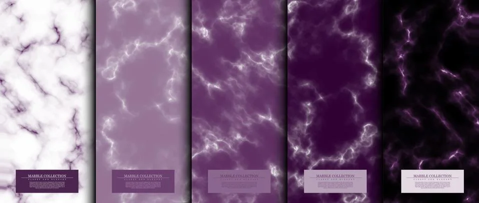 Marble collection abstract pattern texture purple background card template ve Stock Illustration