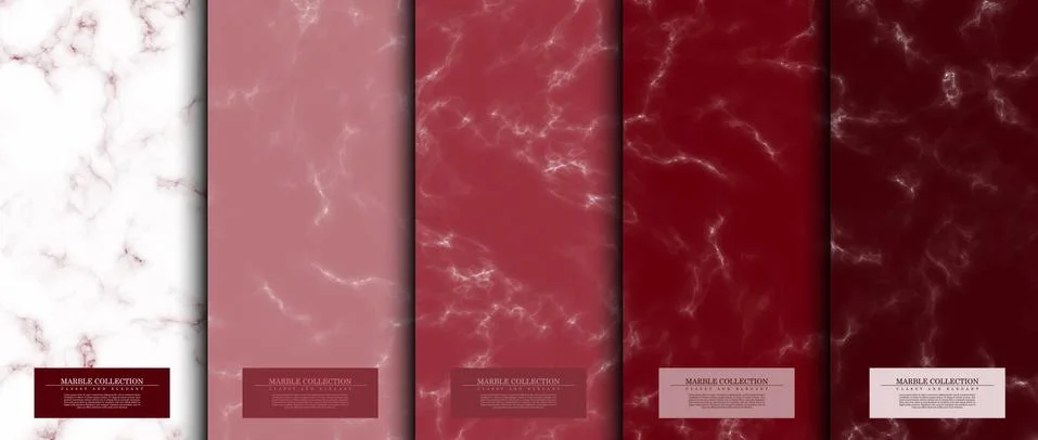 Marble collection abstract pattern texture scarlet background card template v Stock Illustration