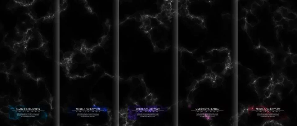 Marble collection abstract pattern texture dark background template vector Stock Illustration