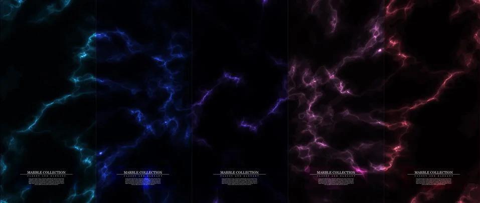 Marble collection abstract pattern texture dark cloud background template vec Stock Illustration