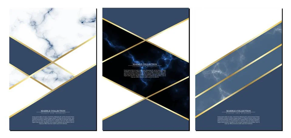 Marble collection abstract pattern texture navy blue background template illu Stock Illustration