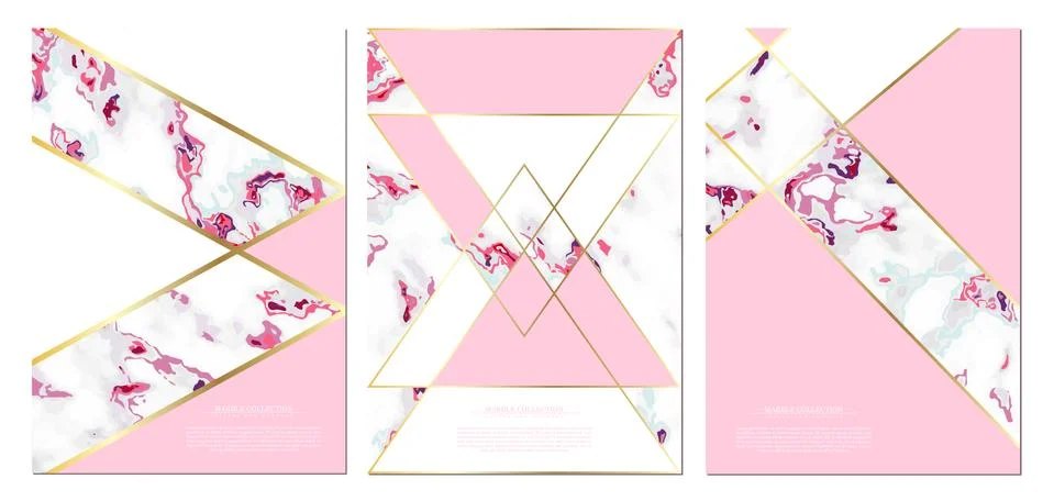 Marble collection abstract pattern texture pink background template illustrat Stock Illustration