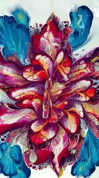 Marble Colorful Mixed Abstract Fluid Painting. Acrylic Vibrant Colors Paint Stock Illustration