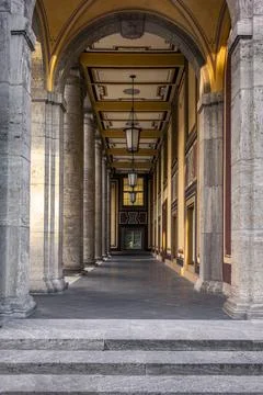 A marble column corridor in Munich, Germany Stock Photos