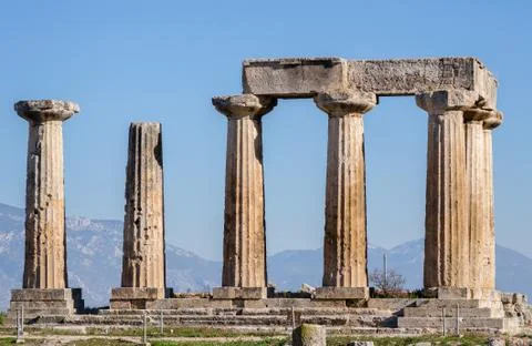 Marble Columns of the Ancient Religious Temple Stock Photos