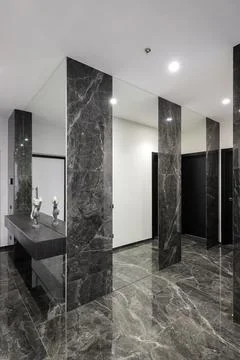 Marble corridor interior with mirrors Stock Photos