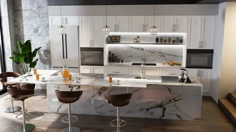 Marble counter with luxury kitchen interior design Vídeos de archivo 190157466