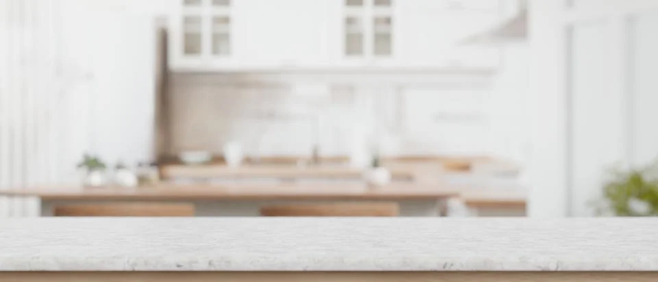 Marble counter top with empty space for display product with blurred backgr.. Stock Illustration