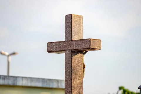 Marble cross of grave Stock Photos