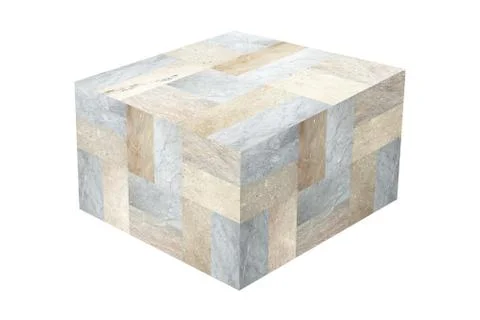 Marble cube isolated on white background Illustrazione stock