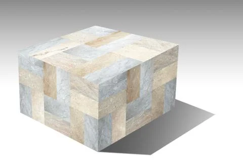 Marble cube isolated on white background Illustrazione stock