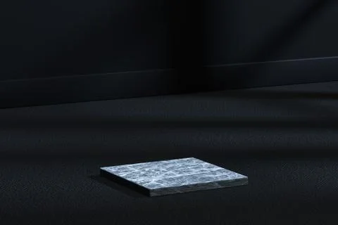 The marble cubic platform in the dark room, 3d rendering Stock Illustration