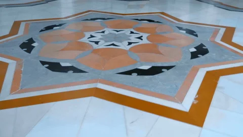 Marble floor with a beautiful pattern in the center Stock Footage 108068720