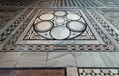Marble floor decorated with geometrical patterns, Cairo, Egypt Marble floo... Stock Photos