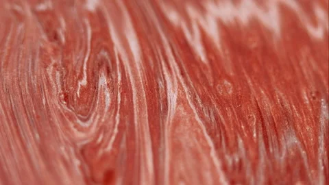 Marble fluid paint spill red white blend stream Stock Footage 281615443