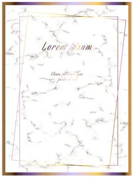 Marble frame. White marble background with gilding. Gold frame Place for text Stock Illustration