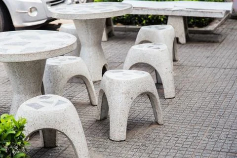 Marble garden bench Stock Photos