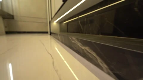 Marble Glow: Sleek Lines and LED Ambiance Floors Stock Footage 310430307
