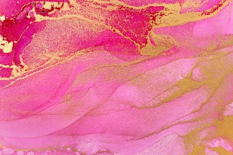 Marble Gradient Light Pink and Gold Veins Artwork Background. Stock Illustration