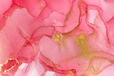 Marble Gradient Pink and Gold Veins Artwork Background. Ilustración de archivo