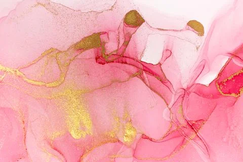Marble Gradient Pink and Gold Veins Artwork Background. イラスト素材