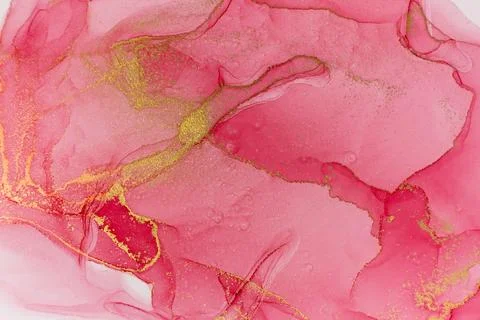 Marble Gradient Pink and Gold Veins Artwork Background. Stock Illustration