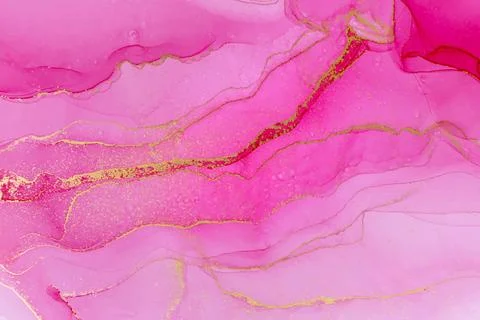 Marble Gradient Pink and Gold Veins Vector Artwork Background. イラスト素材
