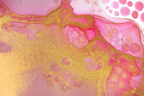 Marble Gradient Pink and Gold Veins Artwork Background. Stock Illustration