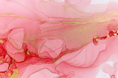Marble Gradient Red and Gold Veins Artwork Background. イラスト素材