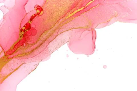 Marble Gradient Red and Gold Veins Artwork Background. Stock Illustration