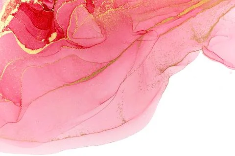 Marble Gradient Red and Gold Veins Artwork Background. Stock Illustration