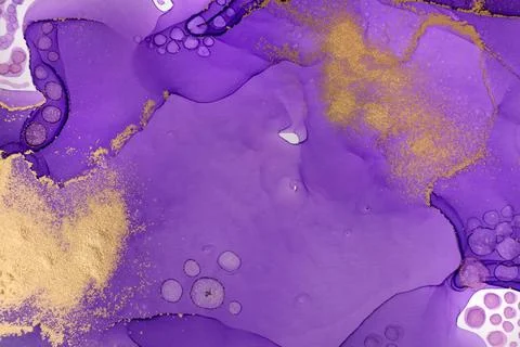 Marble Gradient Violet and Gold Veins Artwork Background. Ilustración de archivo