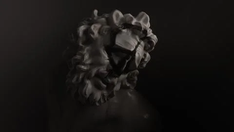 Marble head of Laocoon with graffiti in the form of a pacifist sign Stock Illustration